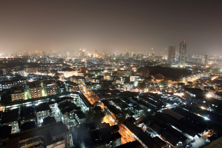 An aerial view of a central district of Mumbai.
