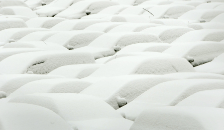 Snow covered cars in Emmering, Germany.