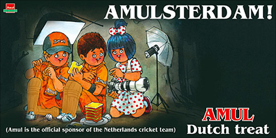 Amul, sponsor of the Netherlands cricket team.