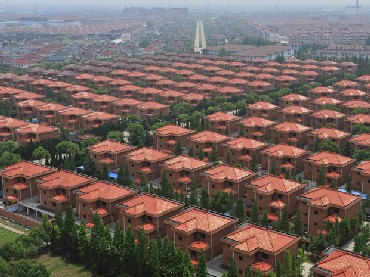 A view of villas built for residents in the Huaxi village of Jiangyin, Jiangsu province.