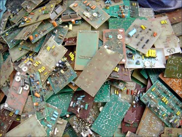 Processing tonnes of e-waste.