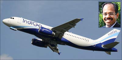 Indigo flight; Aditya Ghosh, president, Indigo Airlines (inset).
