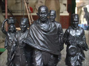 A statue of Mahatma Gandhi.