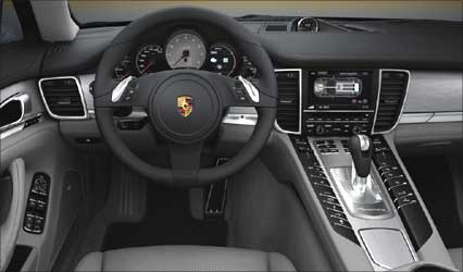 Interior view of Porsche Panamera S Hybrid.