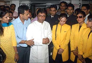 Jet employees with Raj Thackeray.