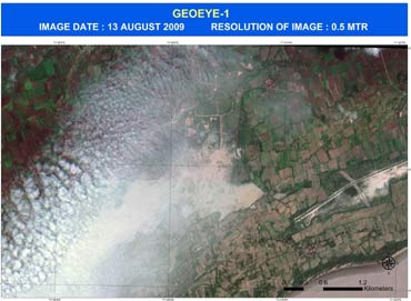 Satellite image of the Mahuva reservoir area.