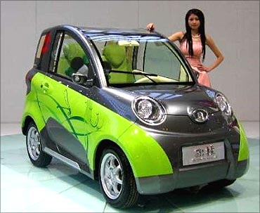 A hybrid car in China.