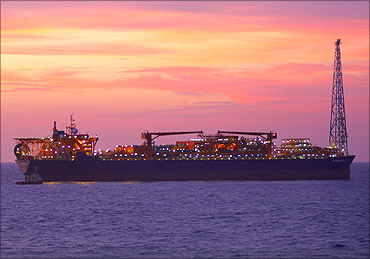 Reliance Industries Ltd's rig off the coast of Mumbai.