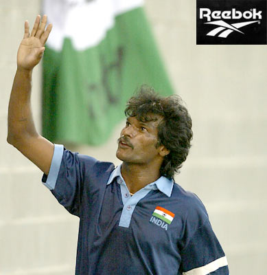 Former India hockey captain Dhanraj Pillay endorsing Reebok brand.