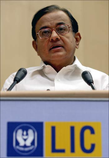 Home Minister P Chidambaram speaking at the golden jubilee celebrations at LIC HQ in Mumbai.