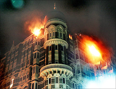 Fire at Taj hotel.