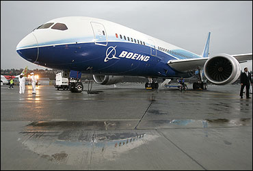 The 787 Dreamliner sits on the tarmac at Boeing Field in Seattle, Washington.