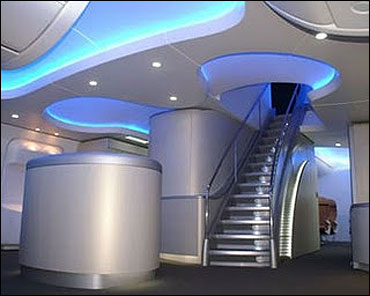 Staircase to the 1st Class cabin in Boeing 787 Dreamliner.