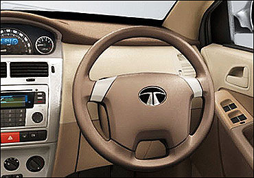 Steering wheel of Tata Vista.