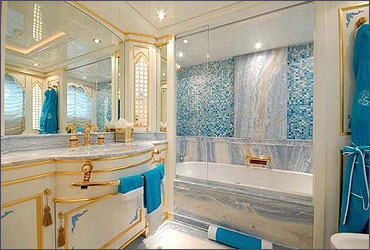 A stunning bathroom in a yacht.