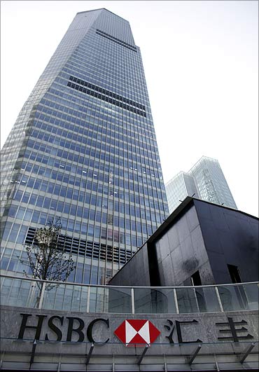 HSBC headquarters building is seen in Pudong financial district in Shanghai.