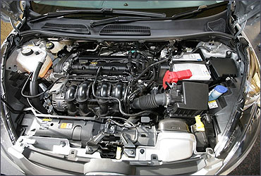 The engine of the new Ford Fiesta.