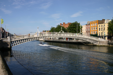 Real estate bubble resulted in banking sector collapse. A bridge in Dublin.