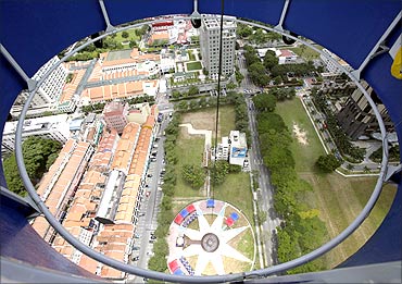 A view of Singapore taken from a helium balloon.