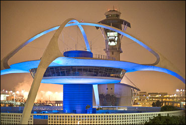 The theme restaurant and control tower at Los Angeles International Airport.