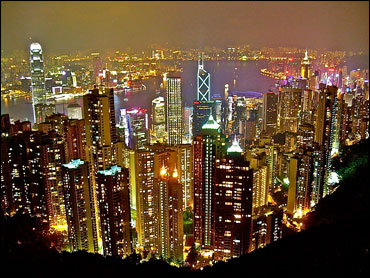 A view from Victoria Peak, looking north over Central District, Victoria Harbour and Kowloon.