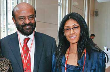 HCL chairman Shiv Nadar with his daughter Roshni.