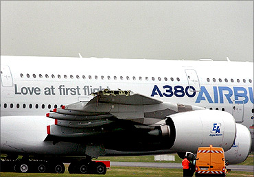 The damaged Airbus A380.