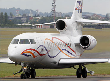 A Dassault Aviation Falcon 7X is pictured during the 49th Paris Air Show at the Le Bourget airport near Paris.