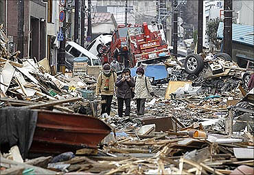 Tsunami hit Japan.