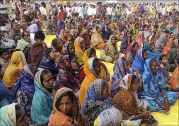 Villagers attend a protest at Balitutha village.