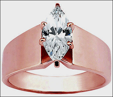Pink gold rose marquise diamond engagement ring.