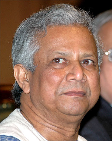Muhammad Yunus at a special session organised by Ficci in New Delhi.