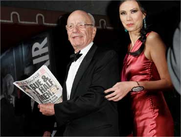 Murdoch and wife Wendi Deng at the 2011 Vanity Fair Oscar party in West Hollywood, California on February 27, 2011.