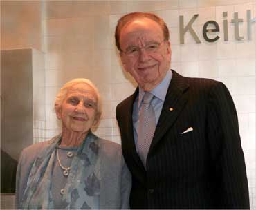 Murdoch and his mother, Dame Elisabeth Murdoch, attend the opening of a new newspaper office building in Adelaide, Australia November 16, 2005.
