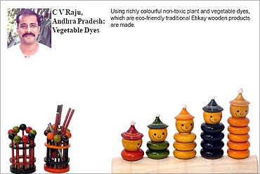 CV Raju, Vegetable dyes for wooden toys.