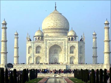 The grand Taj Mahal in Agra.