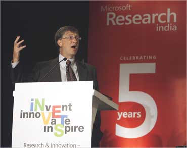 File picture of Bill Gates speaking at a symposium on Research and Innovation.