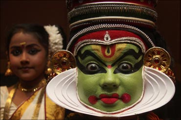 A Kathakali dancer performs during a cultural programme in Kochi.