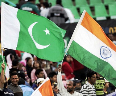 Fans watching an India Pakistan cricket match.
