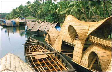 A traditional house boat in Kerala.