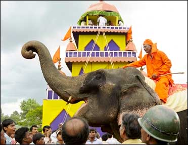 An elephant during a fair in Tripura.