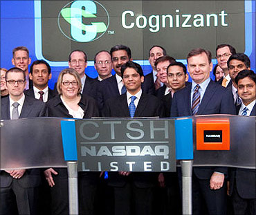 Francisco D'Souza, Cognizant employees during Nasdaq listing.