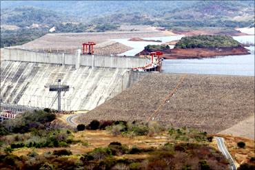 View of Guri dam and the Simon Bolivar Hydroelectric Power Station.
