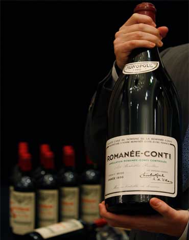 DRC Romanee-Conti is shown at news conference.