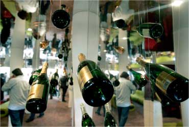 A view of wines on display at Vinexpo, the world's biggest wine fair, in Bordeaux.