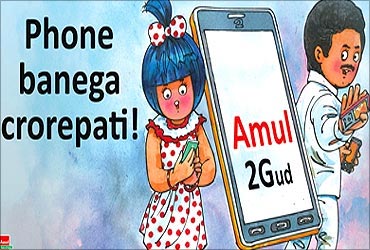 An Amul ad highlights the 2G scam.