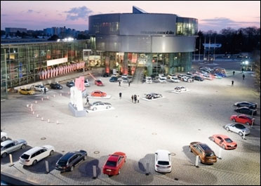 Audi cars outside the museum.