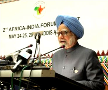 Prime Minister Manmohan Singh at the Africa India forum summit.