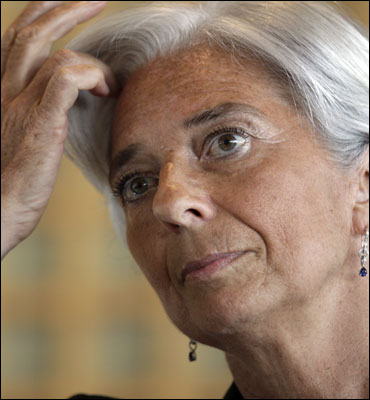 France's Finance Minister Christine Lagarde announces her candidacy to head the IMF.