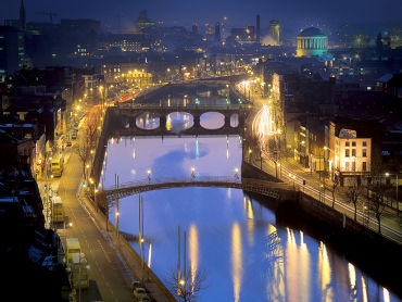 Ireland's economy is at the deep end. A night view of capital Dublin.